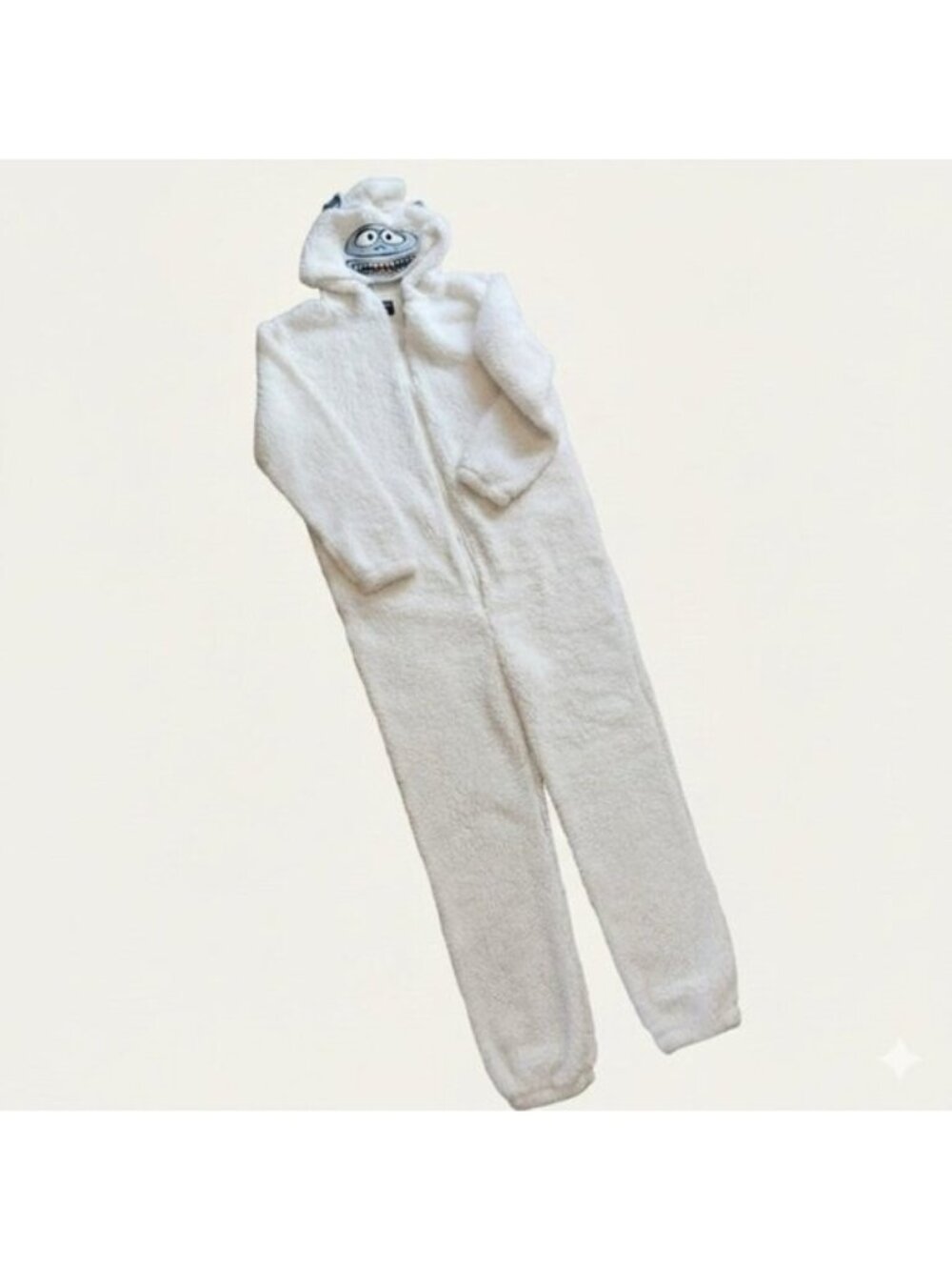 Bluenotes White Abominable Monster Hooded Onesie Pajamas Sleepsuit L G